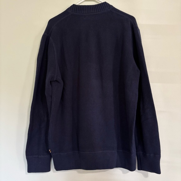 Eddie Bauer Men's Navy Knit Crewneck Button Detail Sweater - Size Medium - Picture 2 of 4